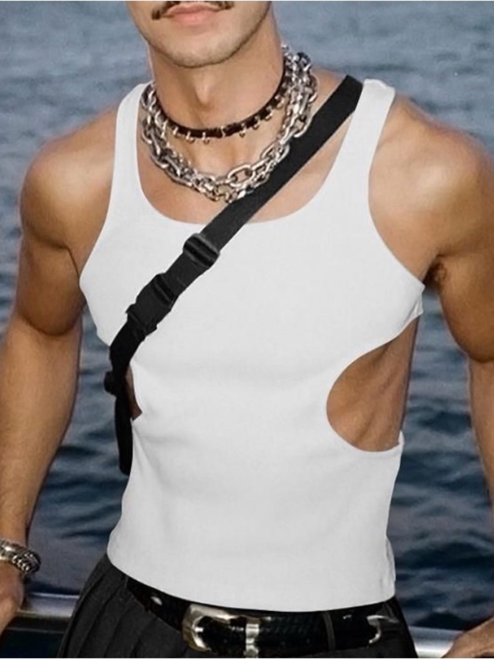 INCERUN Men's Casual Sleeveless Tank Tops O-Neck L
